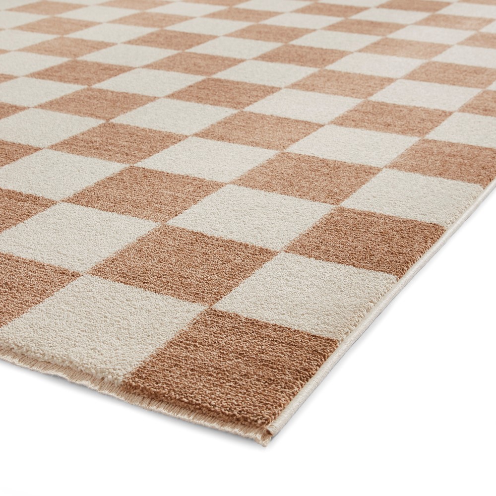 Baltimore 66618 Checkerboard Geometric Modern Runner Rugs in Beige